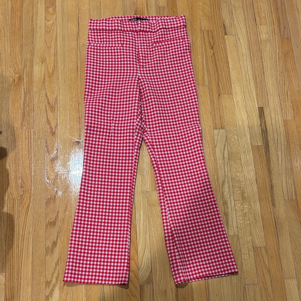 Zara Red and White Gingham Pants